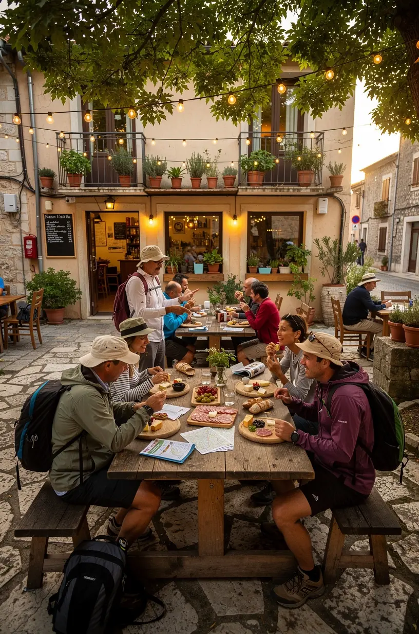 Коллаж с изображением старинных улиц, игровых элементов и сувениров от местных магазинов.